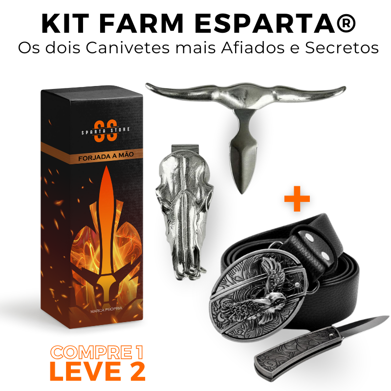 Kit Farm Esparta® - Cinto Faca + Canivete Bull