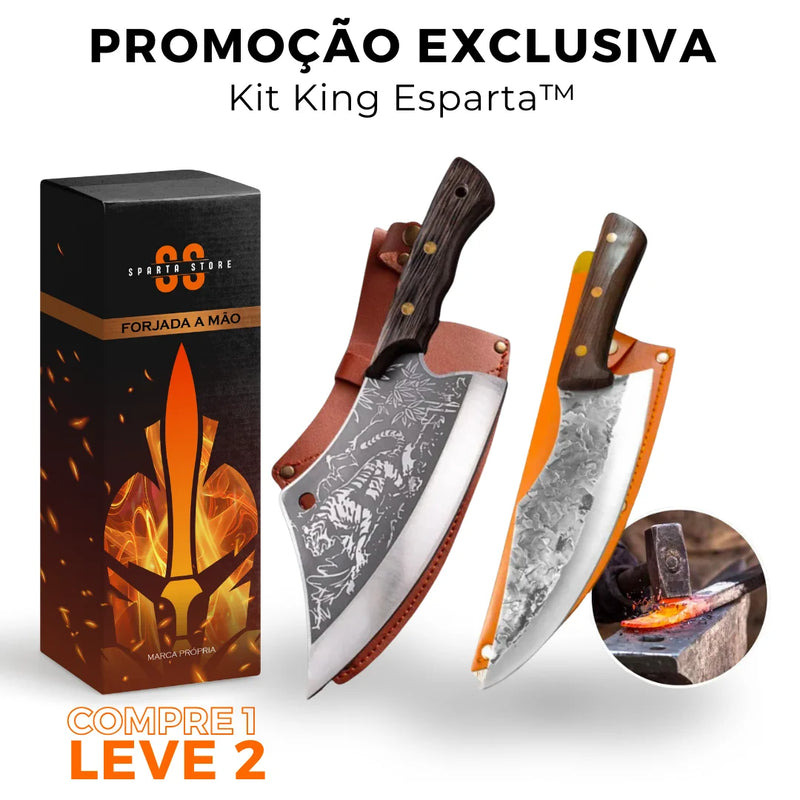 (COMPRE 1 LEVE 2) Kit King Esparta™ • 100% Forjadas à Mão + 2 Bainhas