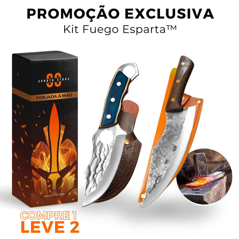 (COMPRE 1 LEVE 2) Kit Fuego Esparta™ • 100% Forjadas à Mão + 2 Bainhas