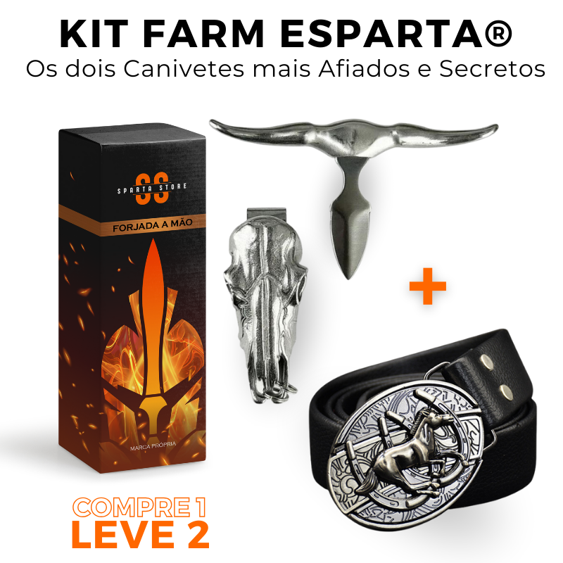 Kit Farm Esparta® - Cinto Faca + Canivete Bull