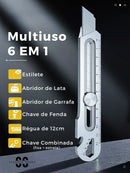 Estilete Inox Multiuso 6 em 1 • 100% Aço Inox [+10 LÂMINAS GRÁTIS]