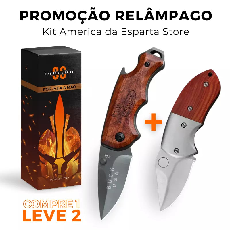[Pague 1 LEVE 2] Kit América Esparta • Canivete Buck + Minifácil