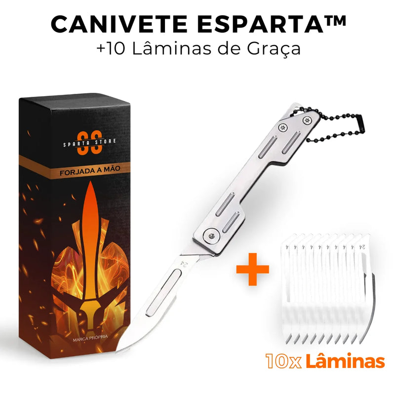Canivete Esparta™ • 100% Aço Inox (+10 LÂMINAS GRÁTIS)