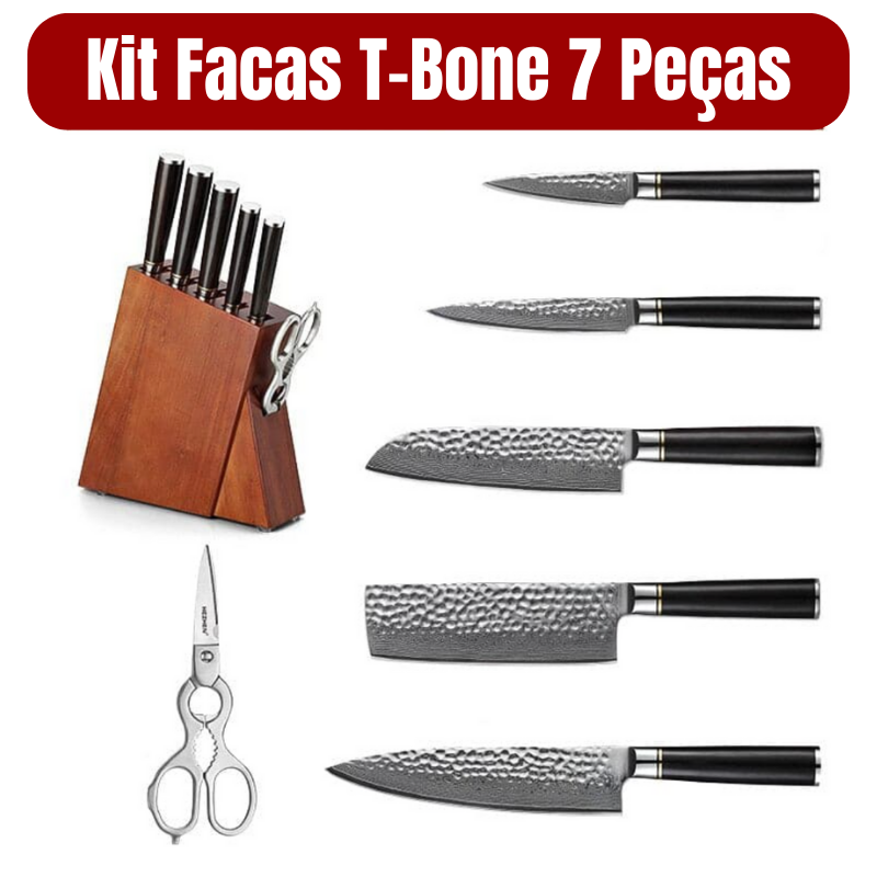 Kit Facas T-bone Esparta® - Kit Completo + Porta Facas