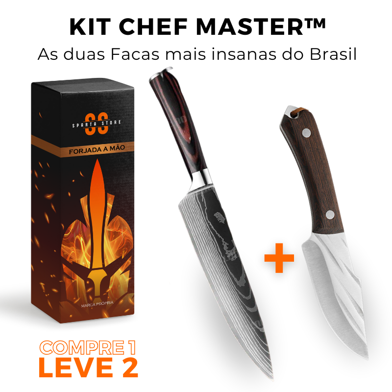 [Pague 1 LEVE 2 facas] Kit Chef Master Esparta • Faca Chef + Bravus