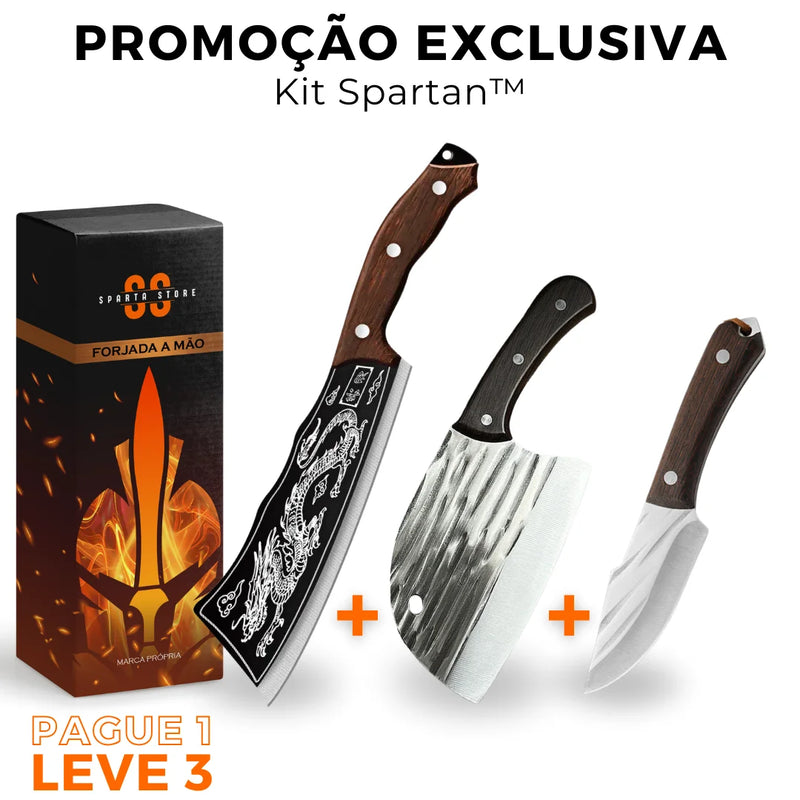 [PAGUE 1 LEVE 3] Kit Spartan™ • Facas 100% Forjadas à Mão