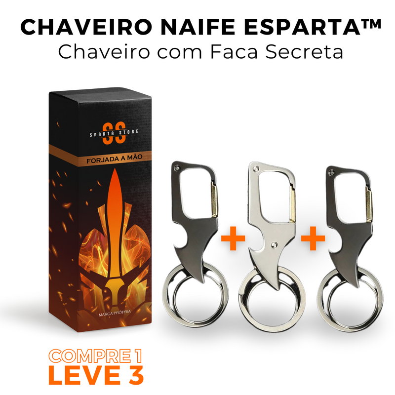 (COMPRE 1 LEVE 3) Chaveiro com Faca Secreta •  Chaveiro Naife Esparta™