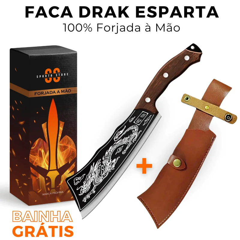 Faca Japonesa Forjada à Mão • Faca Drak Esparta™ [+BAINHA GRÁTIS]