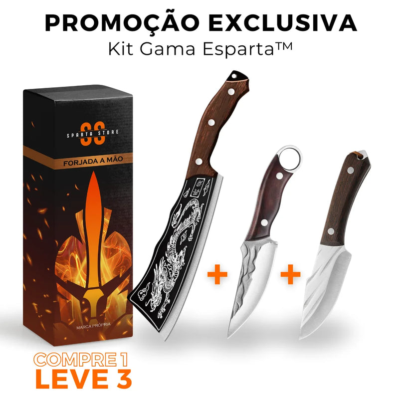 (COMPRE 1 LEVE 3) Kit Gama Esparta™ • Faca Drak + Apollo + Bravus