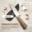 Faca Artesanal Picanheira Aço Inox com Abridor de Garrafa • 100% Forjada à Mão (+Bainha de Couro Grátis)