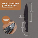 Faca Artesanal Aço Carbono Cabo de Chifre de Boi • 100% Forjada à Mão (+Bainha de Couro Grátis)