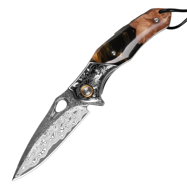 Canivete Artesanal Aço Damasco • Canivete Mamba Esparta™