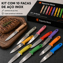 (PAGUE 5 LEVE 10) Combo Color Esparta™ • Combo 10 Facas Aço Inox Premium