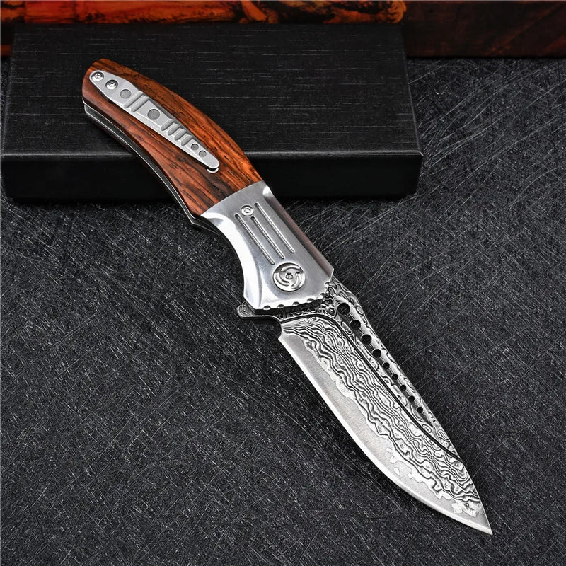 Canivete Artesanal Aço Damasco VG10 • Canivete Loki Esparta™