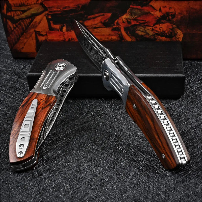 Canivete Artesanal Aço Damasco VG10 • Canivete Loki Esparta™